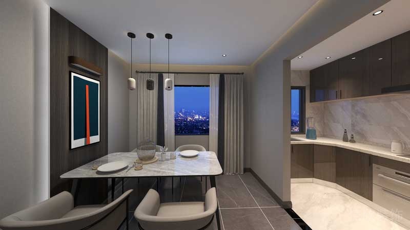 深圳羅湖區(qū)后現(xiàn)代家庭住房裝修設(shè)計方案餐廚空間