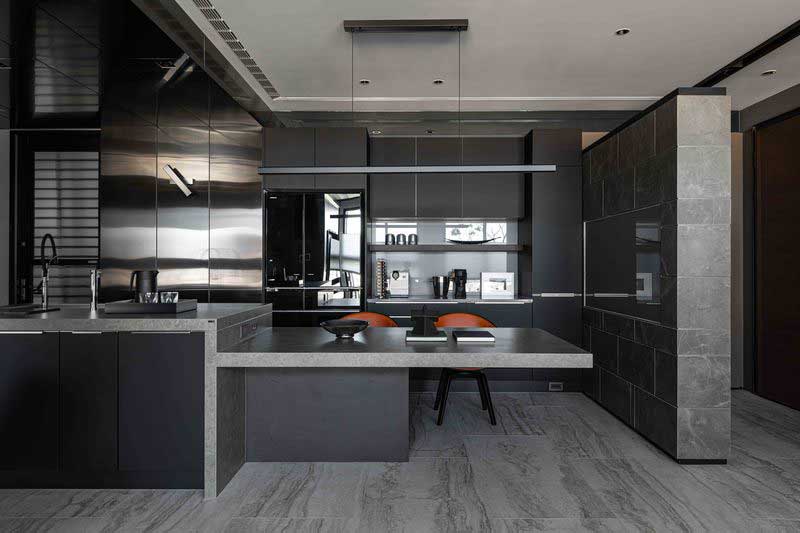 深圳福田區(qū)簡約美式家庭新房裝修設(shè)計(jì)案例中島臺(tái)