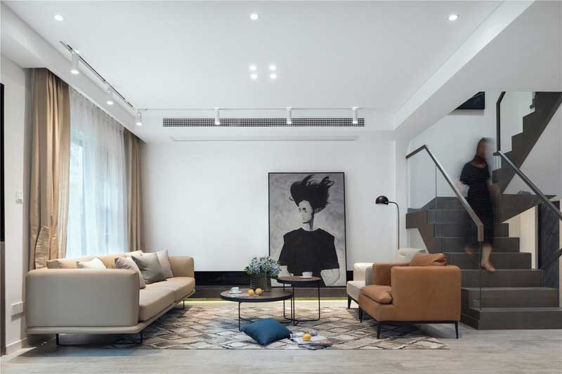 深圳羅湖區(qū)簡約風(fēng)格120平方三房裝修案例客廳