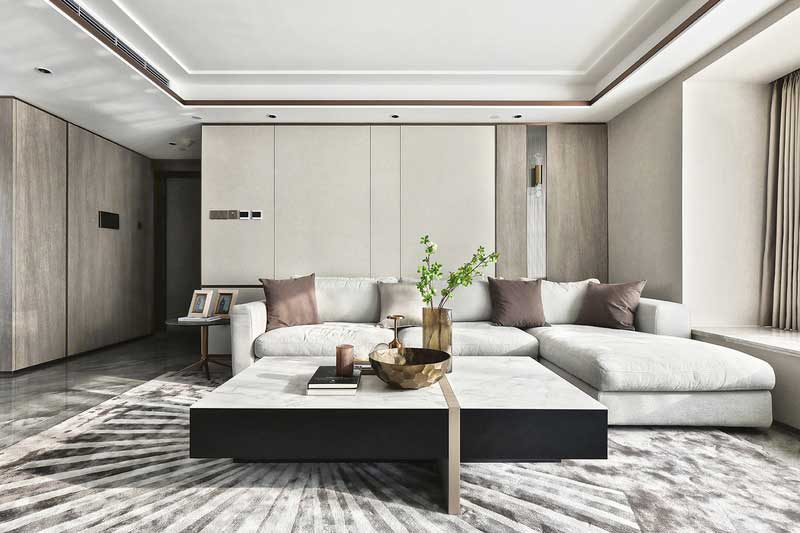 輕奢風(fēng)格客廳吊頂空調(diào)風(fēng)口