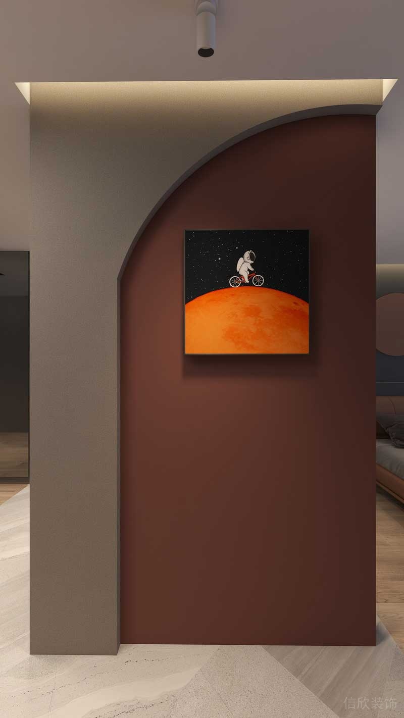 深圳羅湖區(qū)后現(xiàn)代家庭住房裝修設(shè)計方案主臥藝術(shù)墻 深圳羅湖區(qū)后現(xiàn)代家庭住房裝修設(shè)計方案主臥藝術(shù)墻