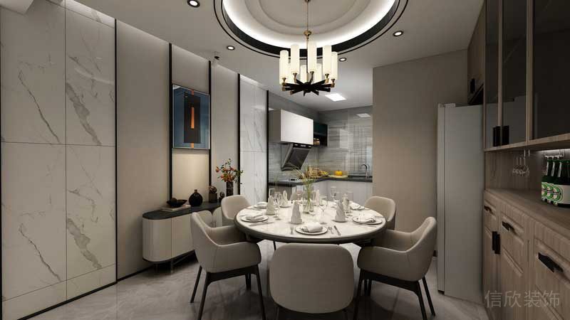 深圳市羅湖區(qū)新中式家庭住房舊房改造餐廳設(shè)計效果圖