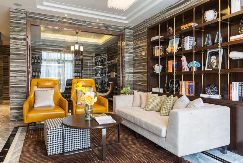 深圳龍華觀瀾現(xiàn)代輕奢家庭別墅裝飾設(shè)計(jì)休閑接待區(qū)