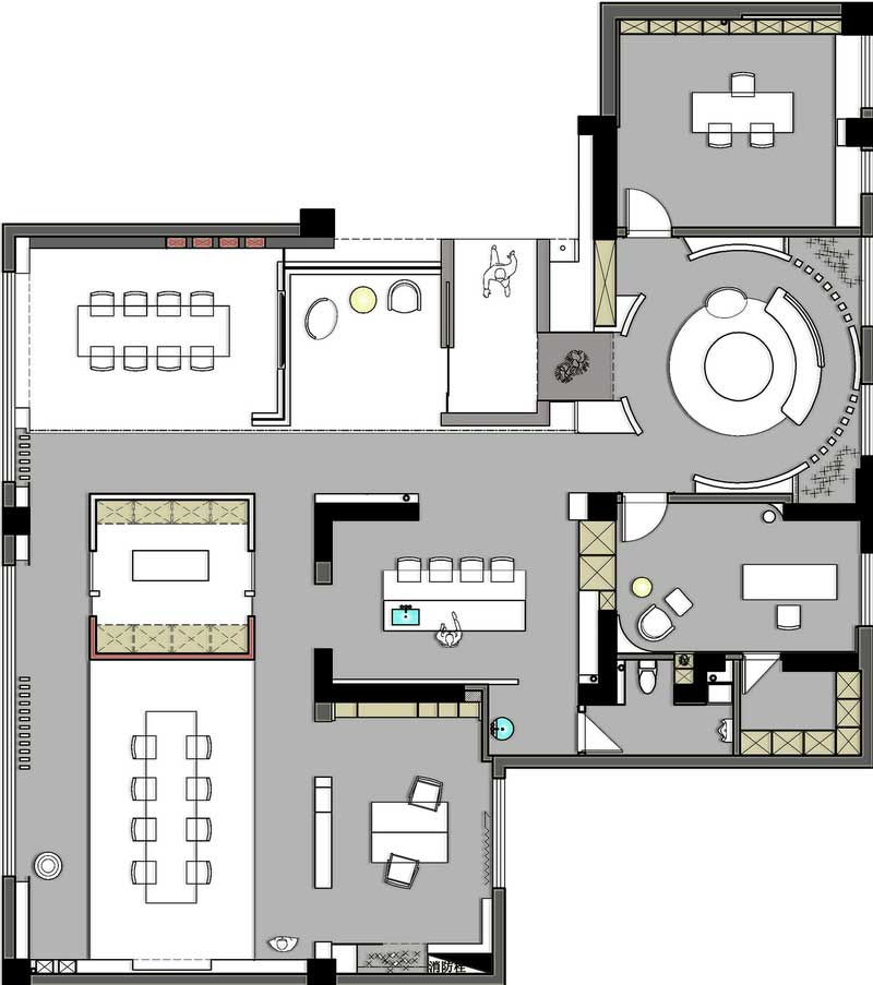 深圳寶安黑白色調(diào)辦公室裝修平面布置