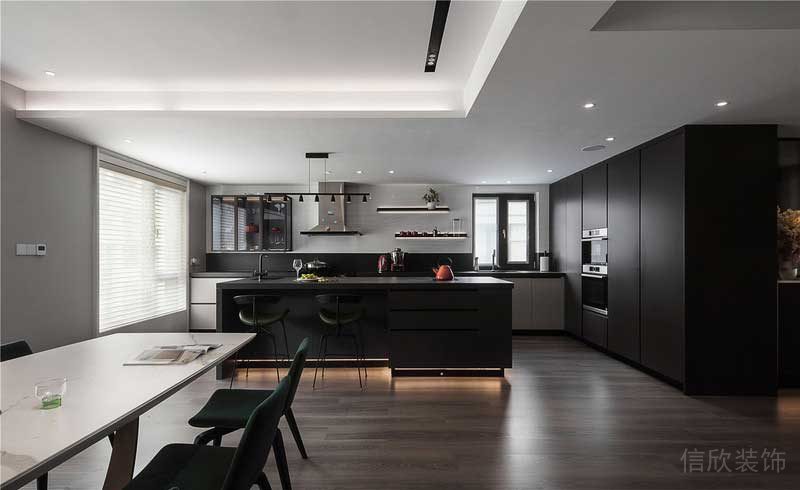深圳龍崗平湖現(xiàn)代風(fēng)格新房裝修設(shè)計效果圖開放式餐廚天花吊頂