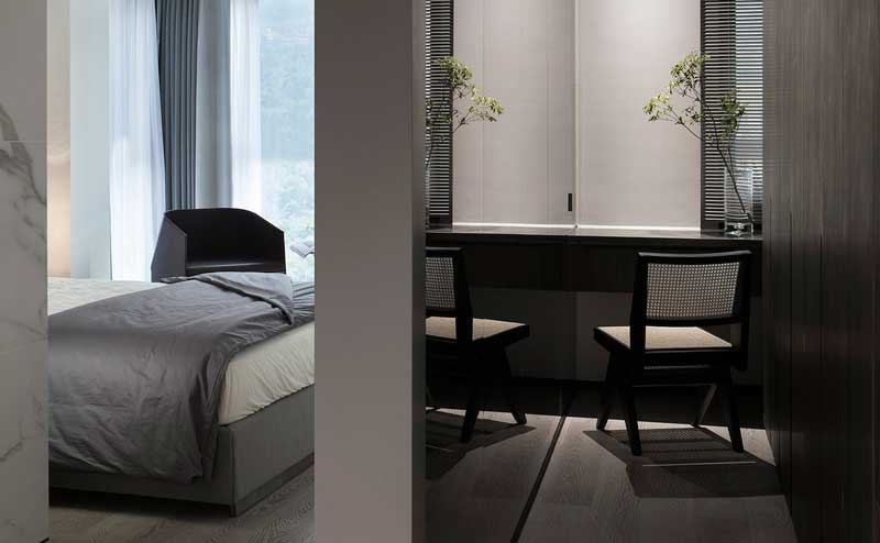 深圳鹽田美式極簡風(fēng)家庭新房裝修工程案例次臥布局