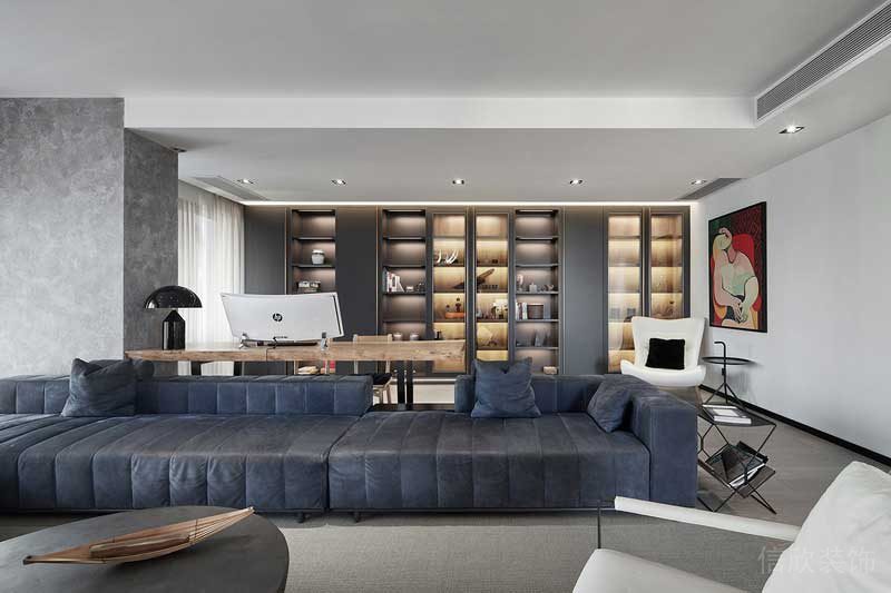 深圳龍崗區(qū)黑白灰極簡(jiǎn)風(fēng)家居裝修竣工實(shí)景圖裝飾展示柜