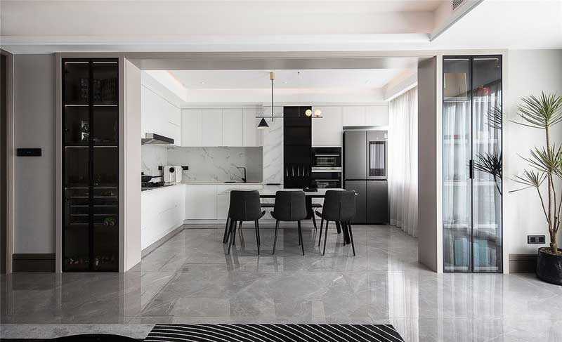 深圳羅湖區(qū)黑白色簡(jiǎn)約風(fēng)格家居裝修圖餐廚空間