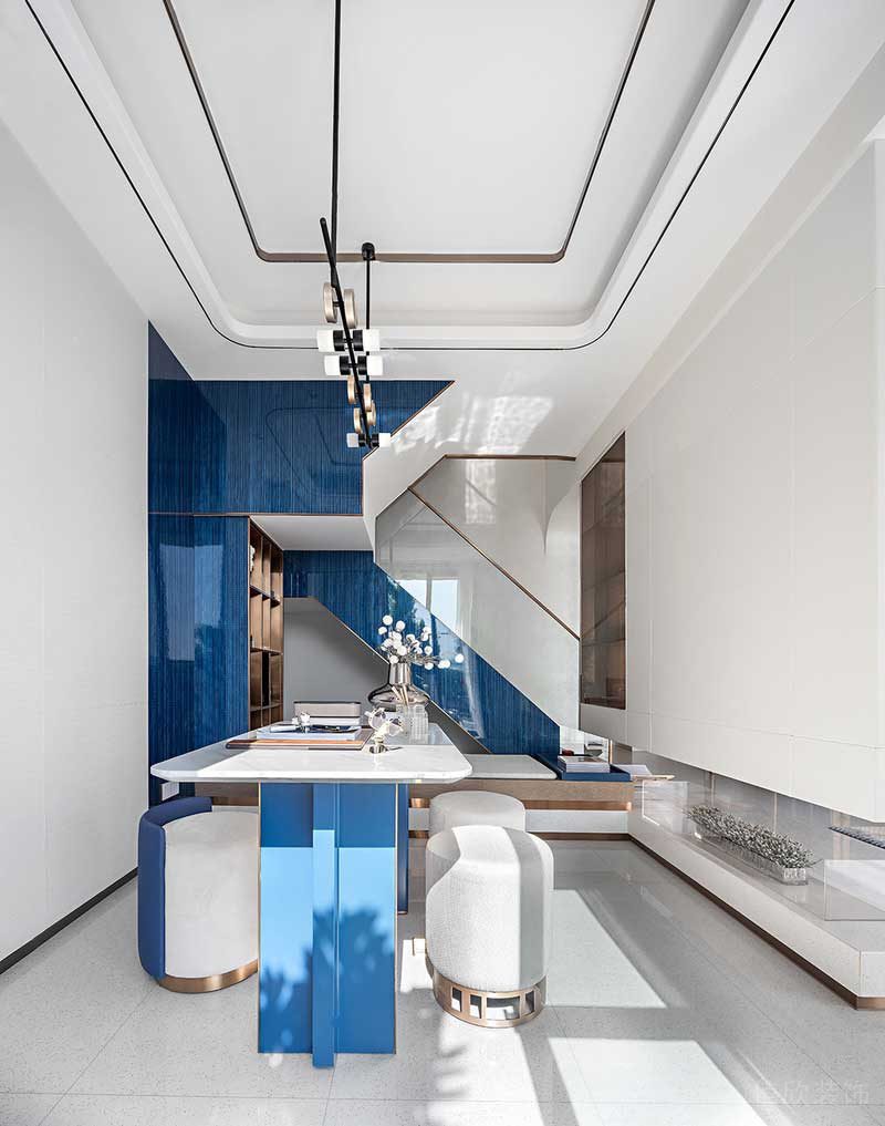 鹽田區(qū)錯層別墅裝修設(shè)計-地中海書房茶室