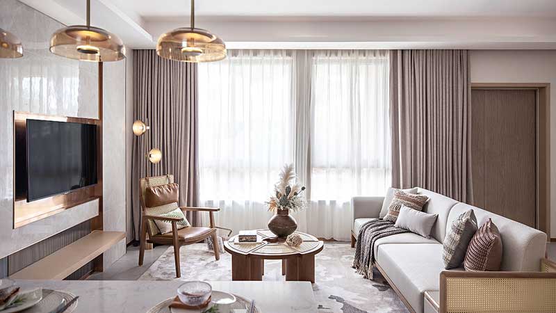 深圳南山區(qū)別墅裝修設(shè)計(jì)-一層客廳全景