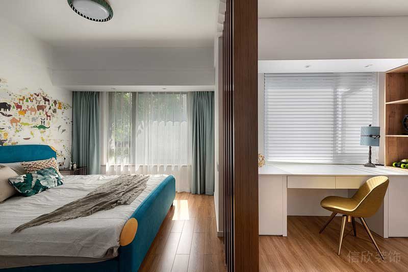 深圳羅湖現(xiàn)代北歐風(fēng)家庭住宅舊房翻新裝修臥室