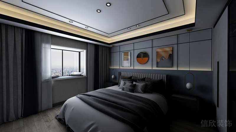深圳市羅湖區(qū)新中式家庭住房舊房改造主臥設(shè)計效果圖