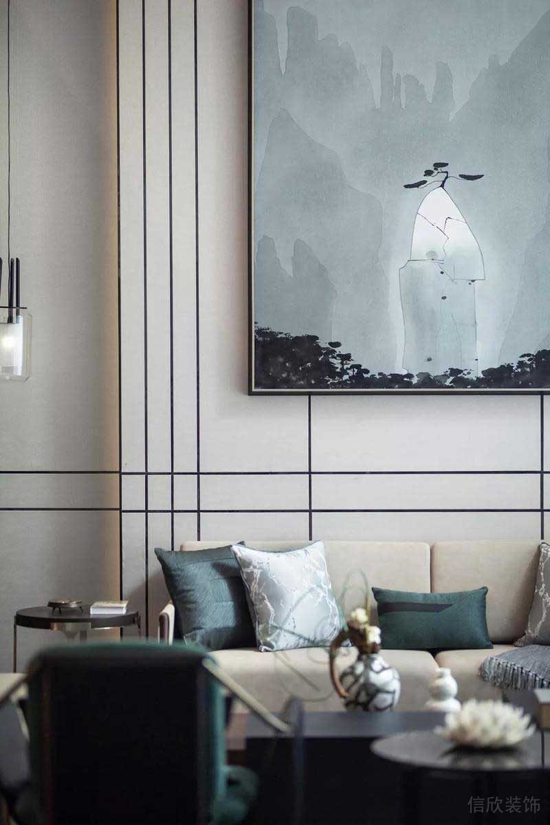 深圳龍崗碧桂園輕奢新中式復式小戶型樣板間設計客廳沙發(fā)