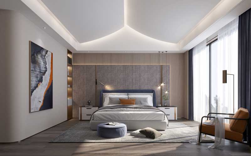 深圳南山區(qū)西麗輕奢新中式舊房三居室裝修次臥