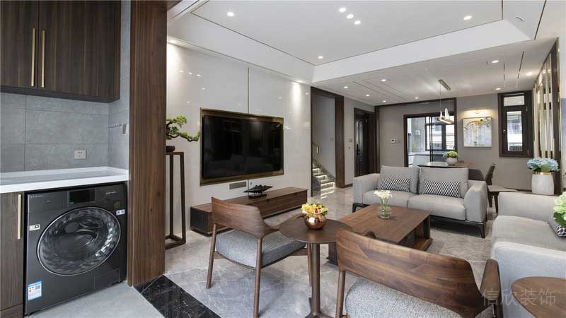 深圳南山新中式風(fēng)格家居裝修客廳休閑椅