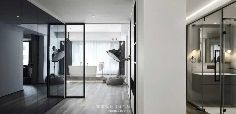 臥室過道窄框玻璃隔斷門