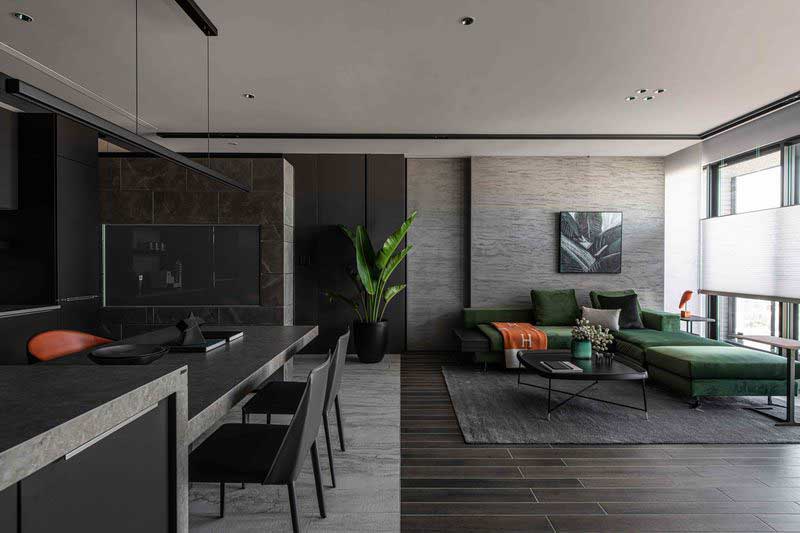 深圳福田區(qū)簡約美式家庭新房裝修設(shè)計(jì)案例客餐廳