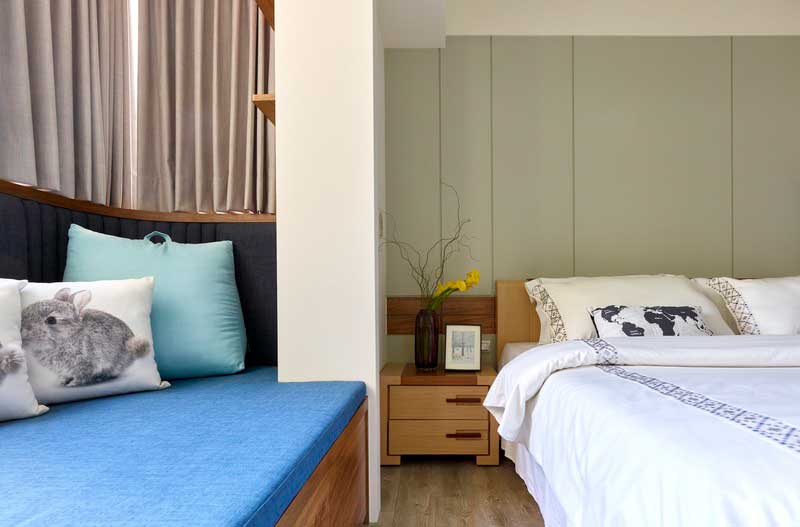 深圳鹽田區(qū)北歐風(fēng)格家居住宅裝修設(shè)計(jì)效果圖主臥飄窗