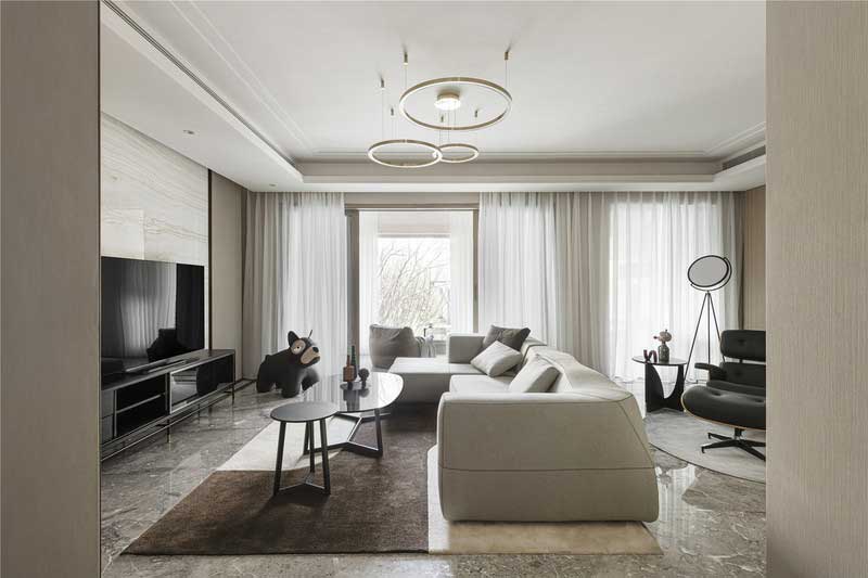 深圳龍崗區(qū)輕奢風(fēng)格家裝裝修客廳沙發(fā)