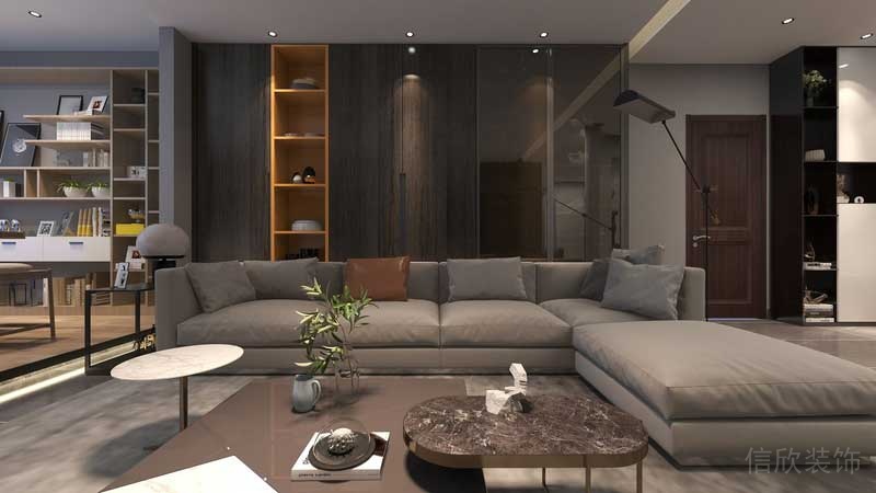 深圳羅湖區(qū)后現(xiàn)代家庭住房裝修設計方案客廳沙發(fā)區(qū)