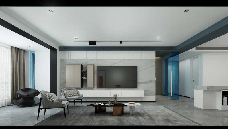 深圳南山中心區(qū)現(xiàn)代風格家居新房裝修客廳電視背景墻效果圖