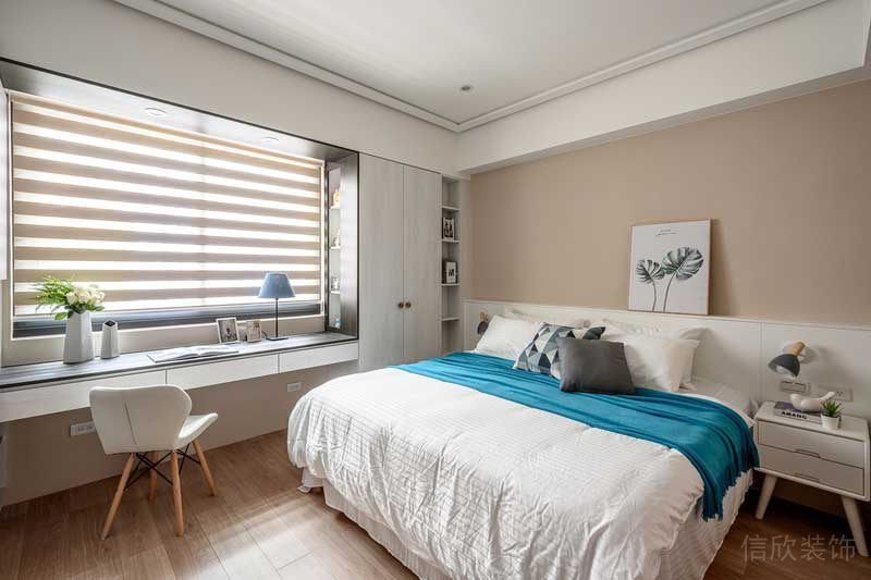 深圳鹽田區(qū)沙頭角北歐風(fēng)格舊房翻新改造裝修主臥
