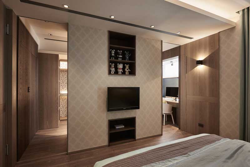 深圳福田區(qū)梅林北歐風(fēng)格家庭裝修工程主臥電視隔斷墻 深圳福田區(qū)梅林北歐風(fēng)格家庭裝修工程主臥電視隔斷墻