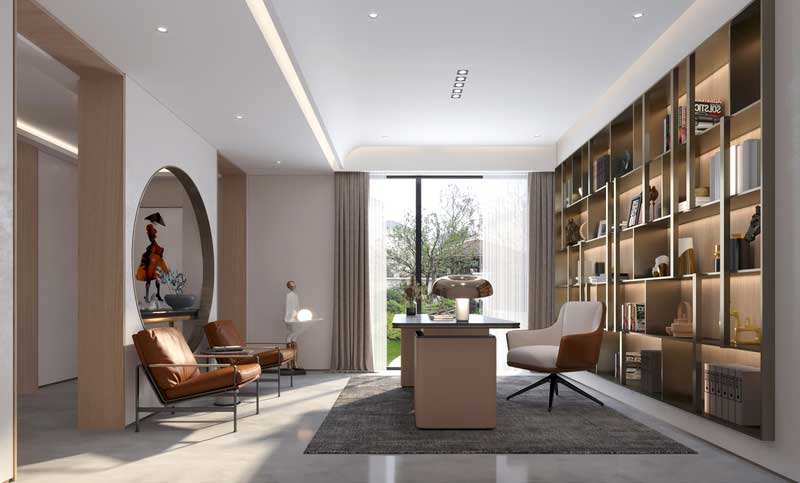 深圳南山區(qū)西麗輕奢新中式舊房三居室裝修書(shū)房