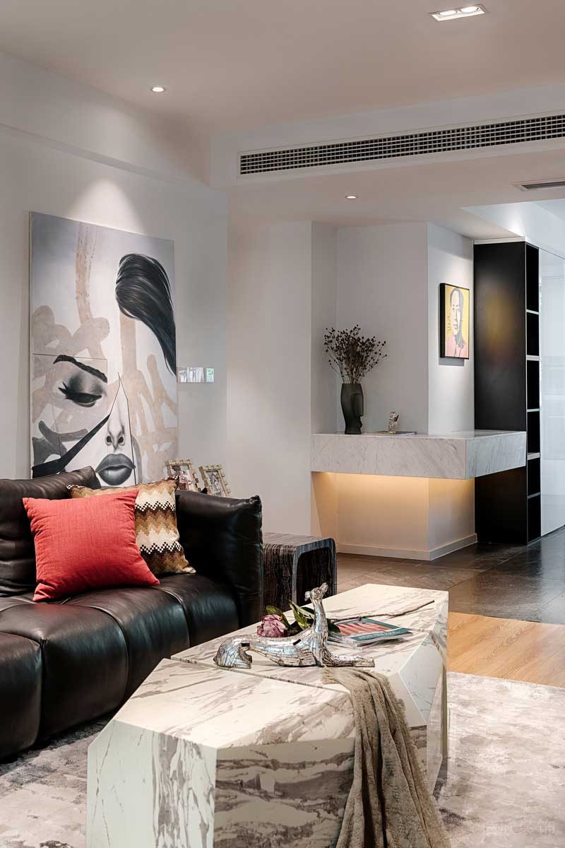 深圳羅湖現(xiàn)代北歐風(fēng)家庭住宅舊房翻新裝修客廳茶幾