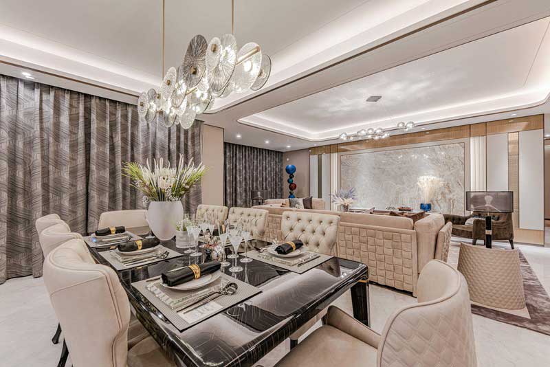 深圳龍崗區(qū)橫崗輕奢風(fēng)格新房裝修工程餐桌餐椅