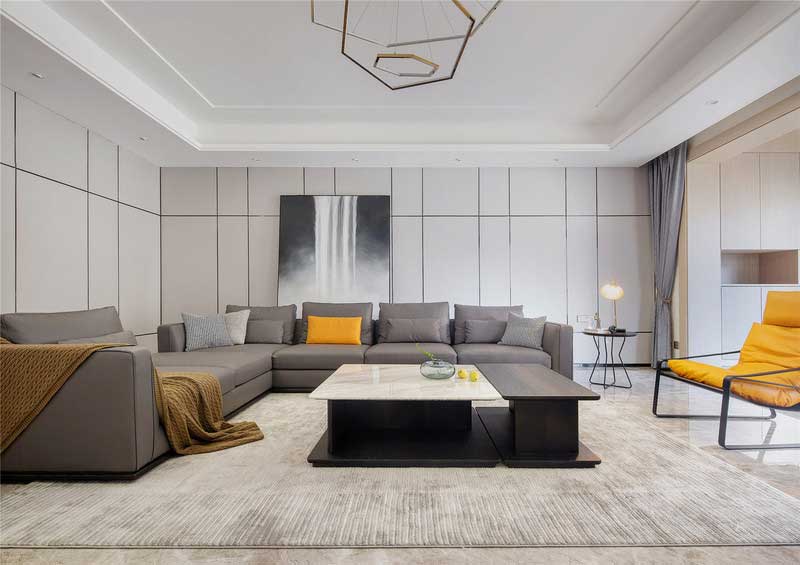 深圳羅湖現(xiàn)代簡約家庭裝修圖片客廳家具組合