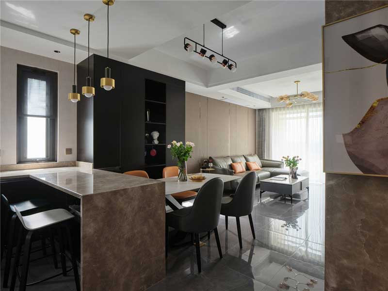 深圳南山區(qū)玫瑰金調(diào)性輕奢風(fēng)家庭裝修實景圖客餐廳