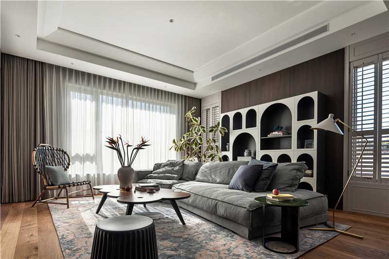 深圳寶安新中式田園風(fēng)別墅裝修客廳