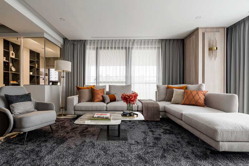 深圳羅湖輕奢風(fēng)格家庭新房裝修設(shè)計(jì)工程客廳