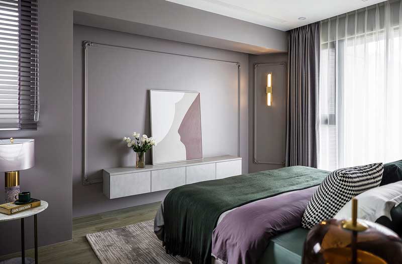 深圳羅湖輕奢風(fēng)格家庭新房裝修設(shè)計(jì)工程主臥軟裝陳設(shè)