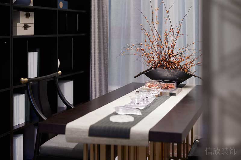 深圳鹽田新中式樣板房設(shè)計(jì)案例茶室軟裝陳設(shè)