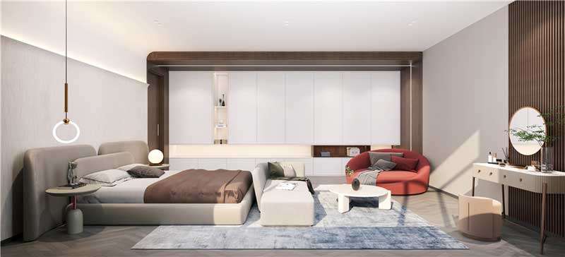 深圳福田區(qū)輕奢新中式住宅裝修施工實景圖主臥 深圳福田區(qū)輕奢新中式住宅裝修施工實景圖主臥