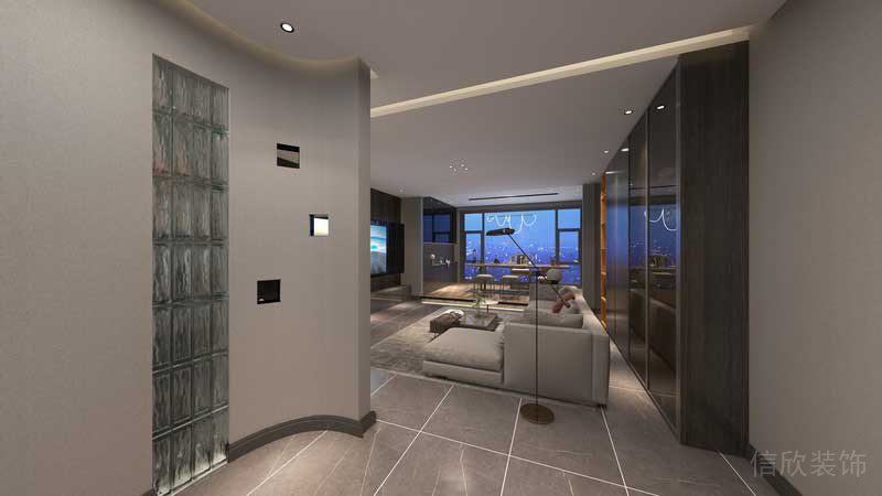 深圳羅湖區(qū)后現(xiàn)代家庭住房裝修設(shè)計方案入戶玄關(guān)