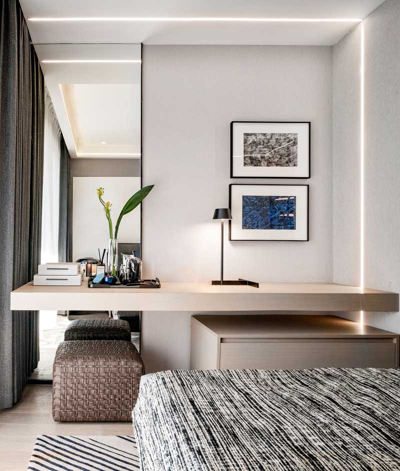 深圳福田現(xiàn)代北歐風(fēng)家居裝修設(shè)計主臥套房梳妝臺