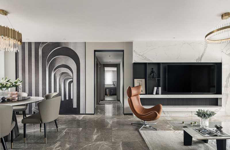 門深圳鹽田現(xiàn)代簡(jiǎn)約家居住宅裝修設(shè)計(jì)客餐廳