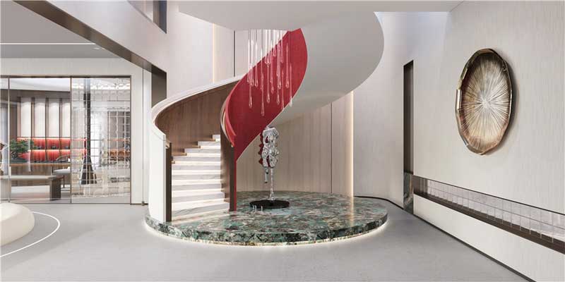 深圳福田區(qū)輕奢新中式住宅裝修施工實景圖樓梯廳 深圳福田區(qū)輕奢新中式住宅裝修施工實景圖樓梯廳