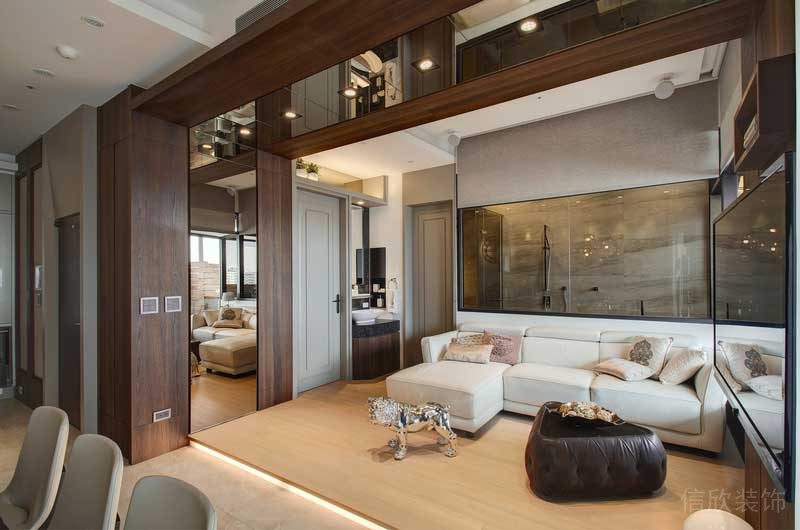 深圳福田區(qū)景田輕奢風小戶型裝修設計客廳