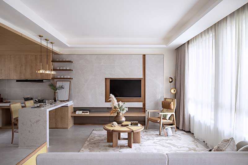 深圳南山區(qū)別墅裝修設(shè)計(jì)-一層客廳電視墻