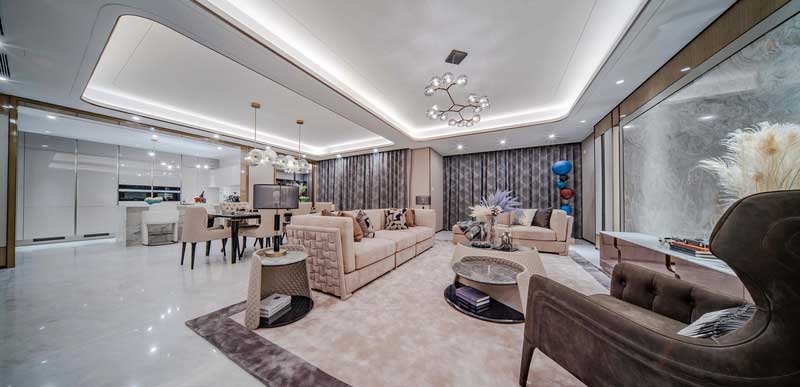 深圳龍崗區(qū)橫崗輕奢風(fēng)格新房裝修工程客餐廳