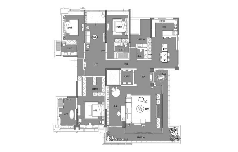 深圳龍崗區(qū)黑白灰極簡(jiǎn)風(fēng)家居裝修竣工實(shí)景圖平面布置圖
