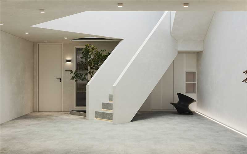 深圳南山現(xiàn)代簡(jiǎn)約家庭裝修設(shè)計(jì)樓梯廳