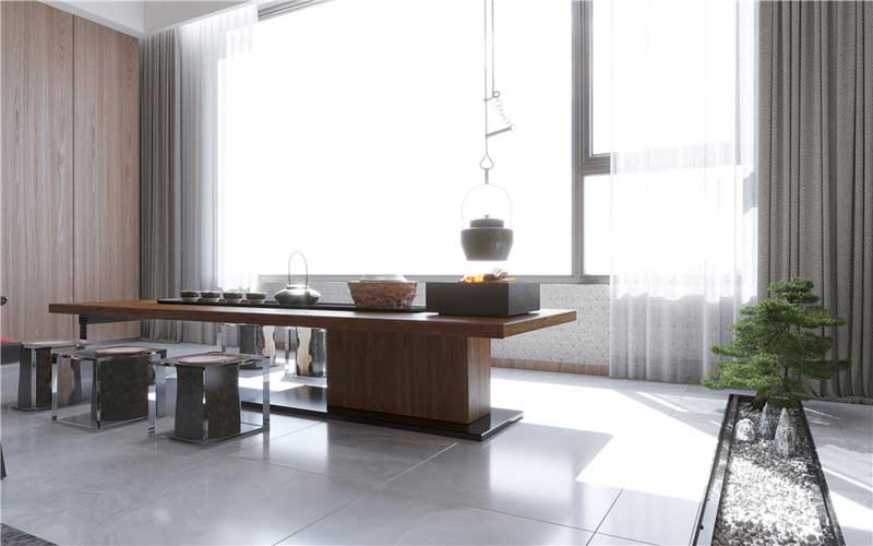 深圳寶安新中式田園風(fēng)別墅裝修茶室