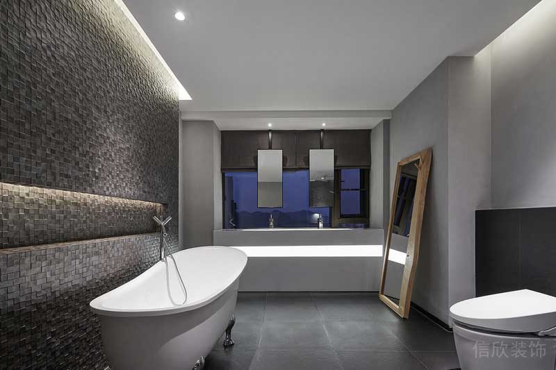 深圳龍崗區(qū)黑白灰極簡(jiǎn)風(fēng)家居裝修竣工實(shí)景圖洗手間