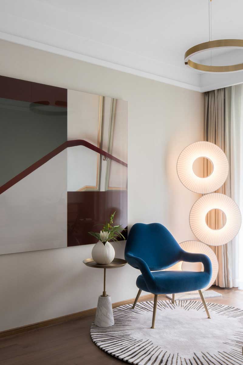 深圳羅湖萬(wàn)科三居室輕奢風(fēng)格樣板房設(shè)計(jì)案例休閑區(qū)