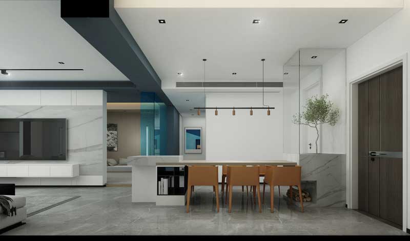 深圳南山華僑城簡約風(fēng)格家庭住房裝修餐廳效果圖